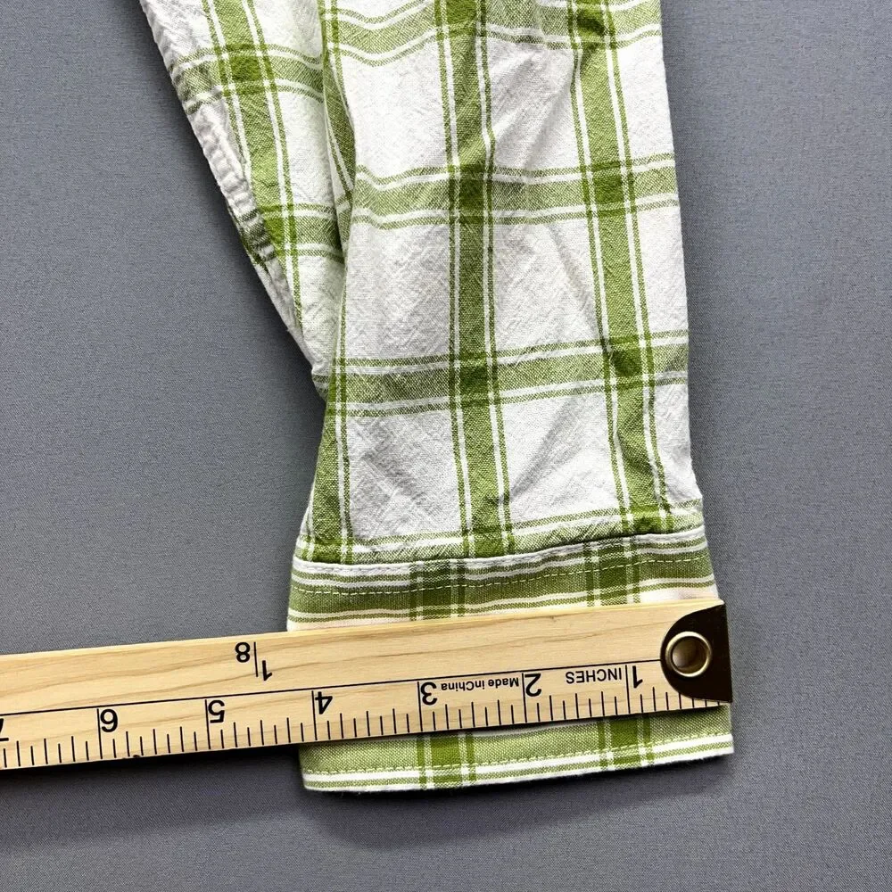 Mocotono Men's Long Sleeve‎ Green Plaid Button Up Size L Casual